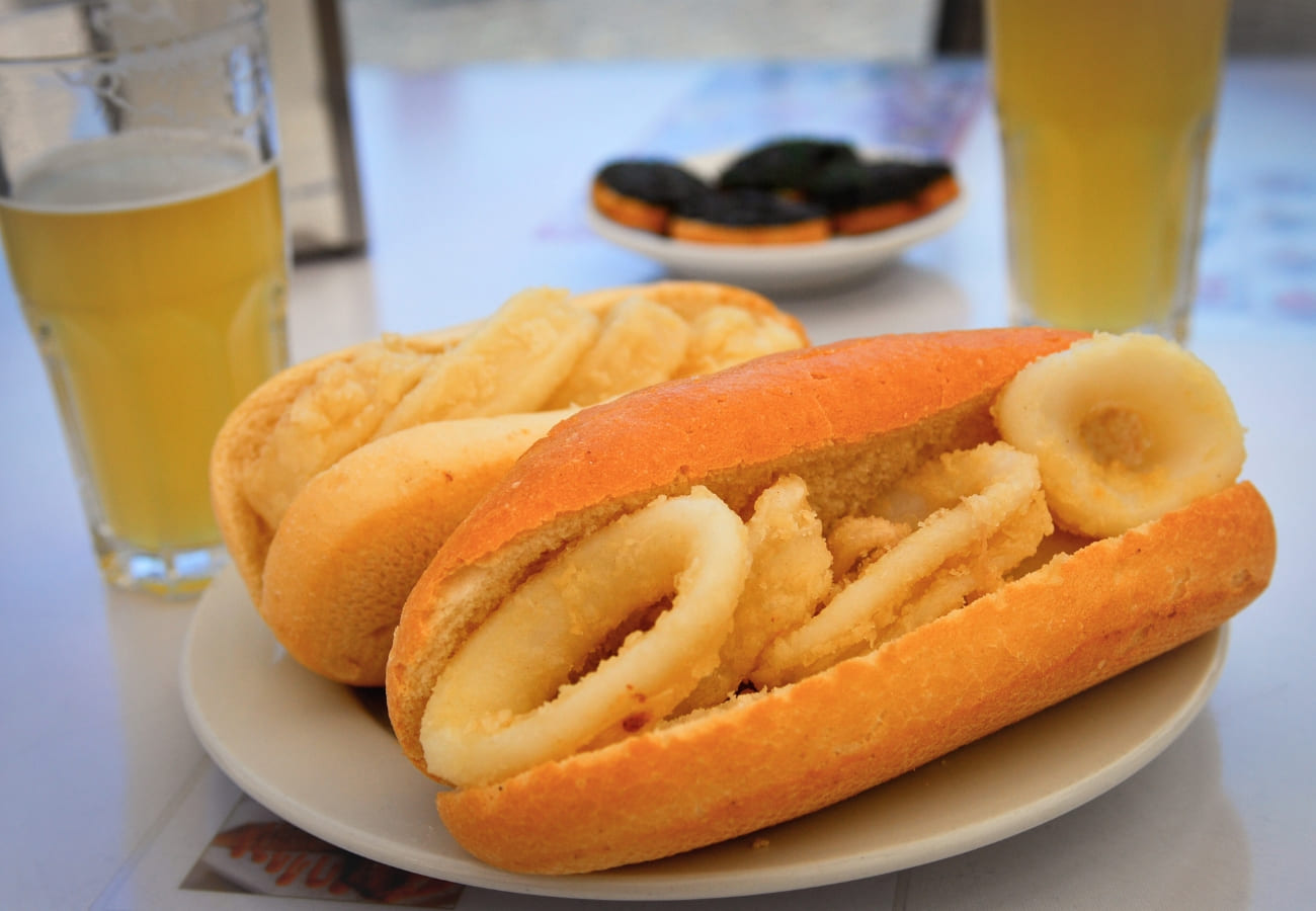 Madrid's typical cuisine and it tasty Bocata de calamares