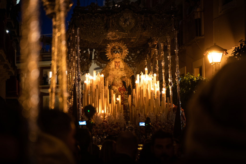 Nighttime procession through the streets of Granada
