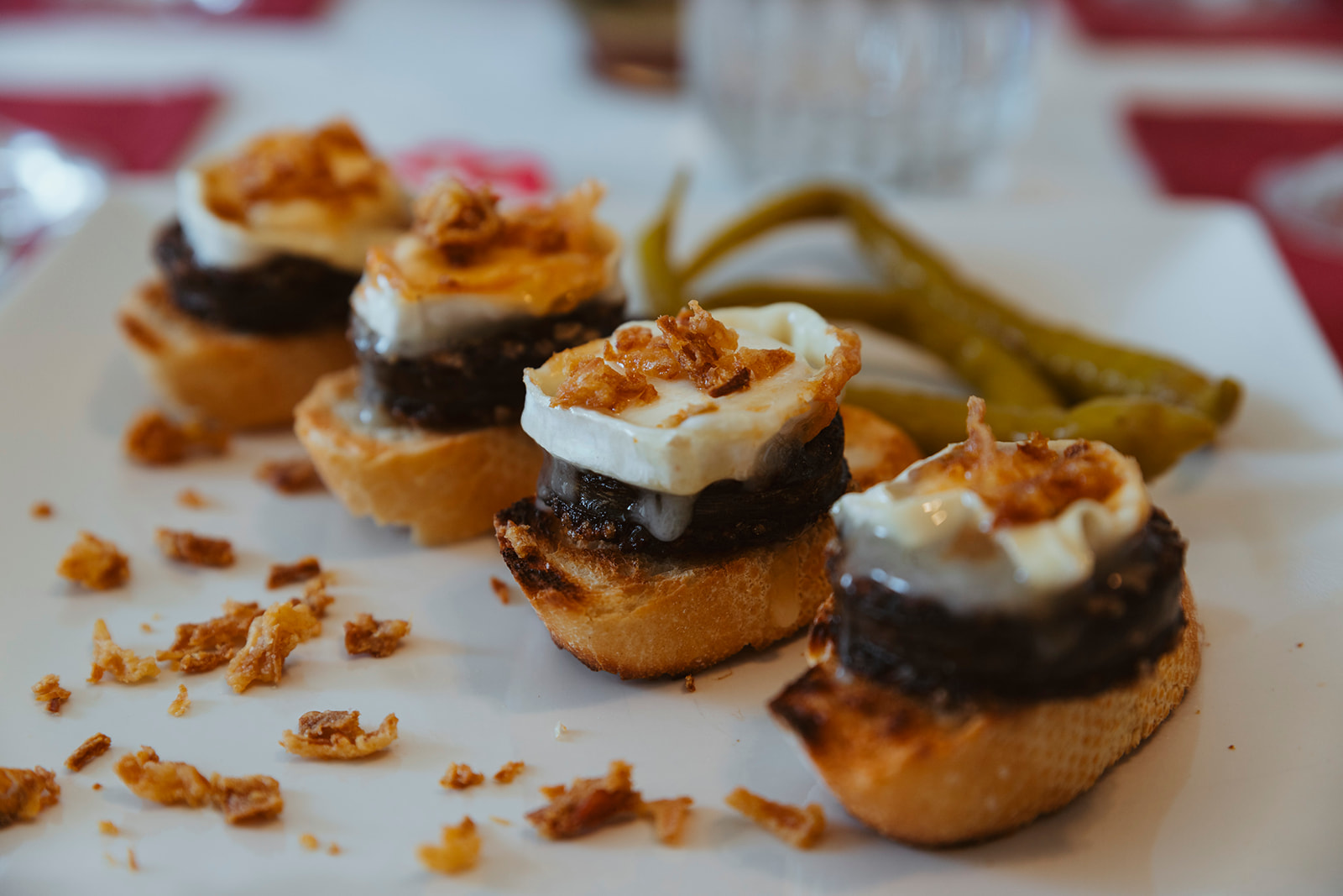 Original Burgos blood sausage Tapas with goat cheese