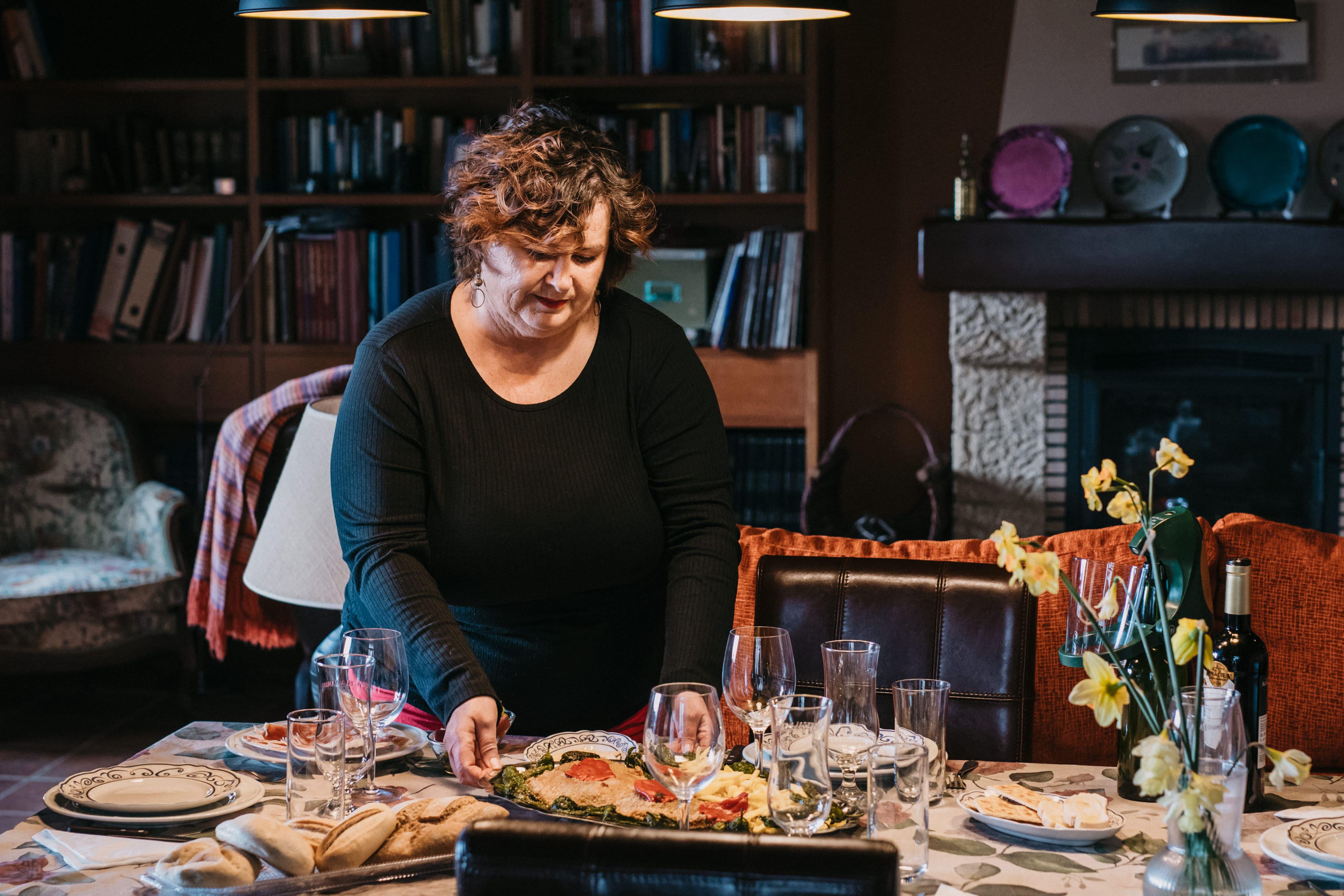 Traditional Asturian menu with mountain views in a rural setting near the Picos de Europa